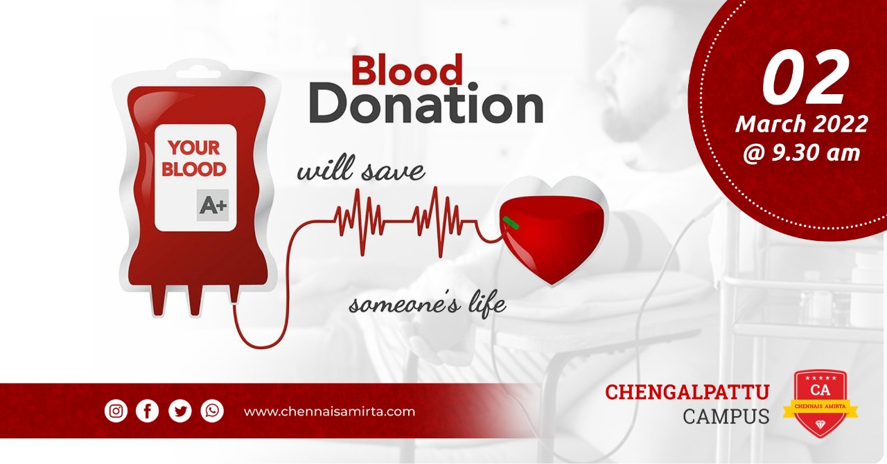 Blood Donation Camp by Indian Red Cross Society at Chennais Amirta – Chengalpattu Campus