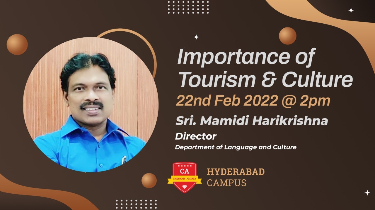 A Guest lecture on ” Importance of Tourism and Culture” at Hyderabad Campus
