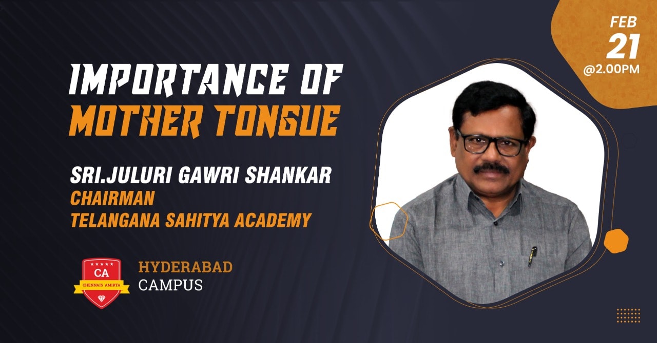 A Guest lecture on ” Importance of Mother Tongue” at Hyderabad Campus