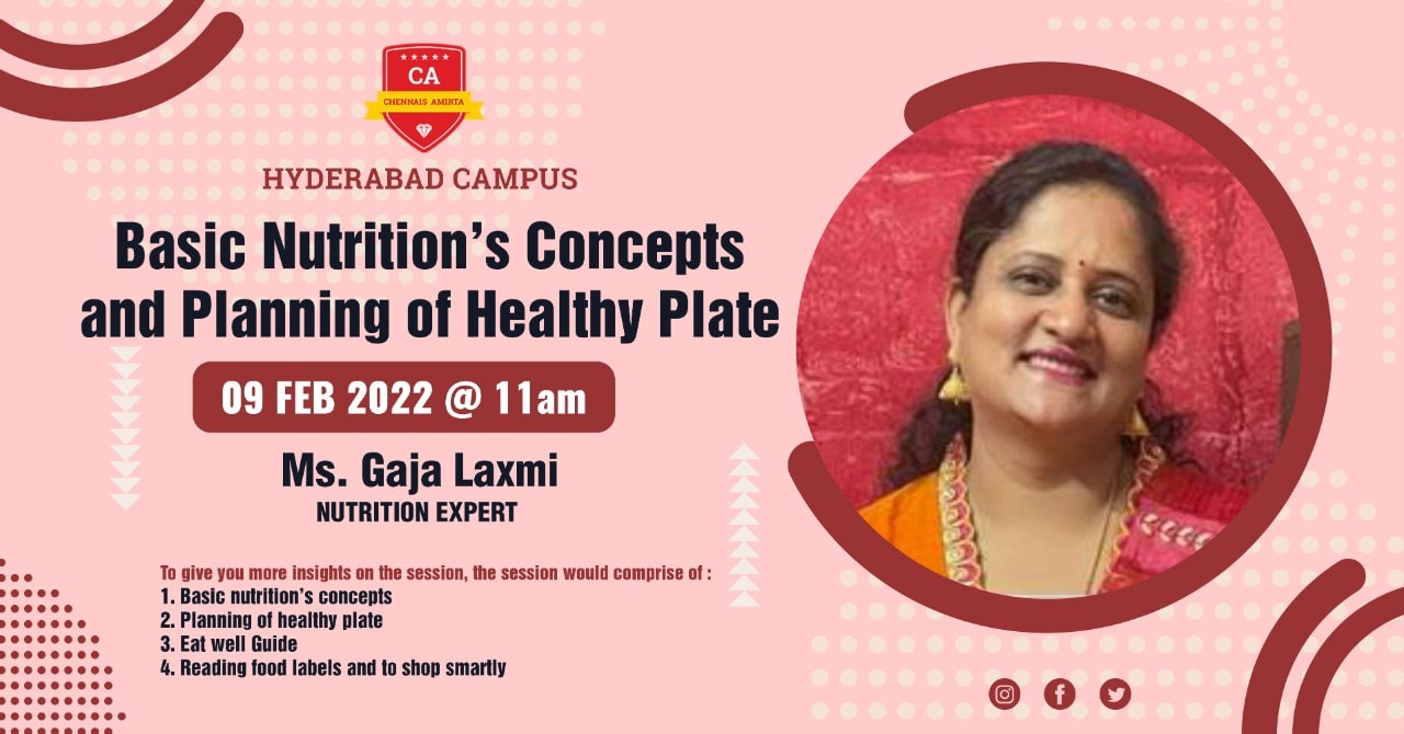A Guest lecture on” Basic Nutition’s Concepts and Planning of Healthy Plate” at Hyderabad Campus