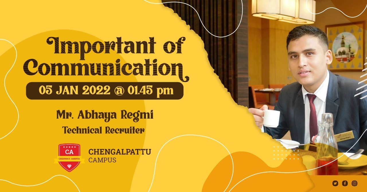 A Guest Lecture on ” Important of Communication” at Chengalpattu Campus