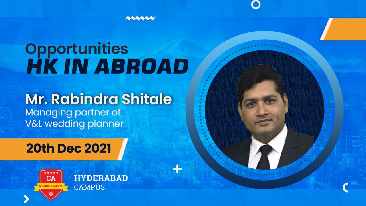 A Guest lecture on ” Opportunities HK in Abroad” at Hyderabad Campus