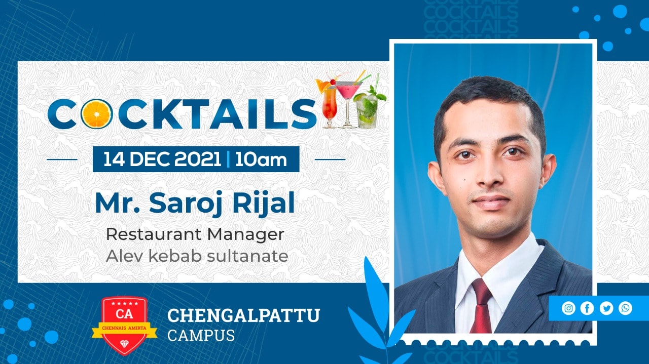 A Guest lecture on ” Cocktails” at Chengalpattu Campus