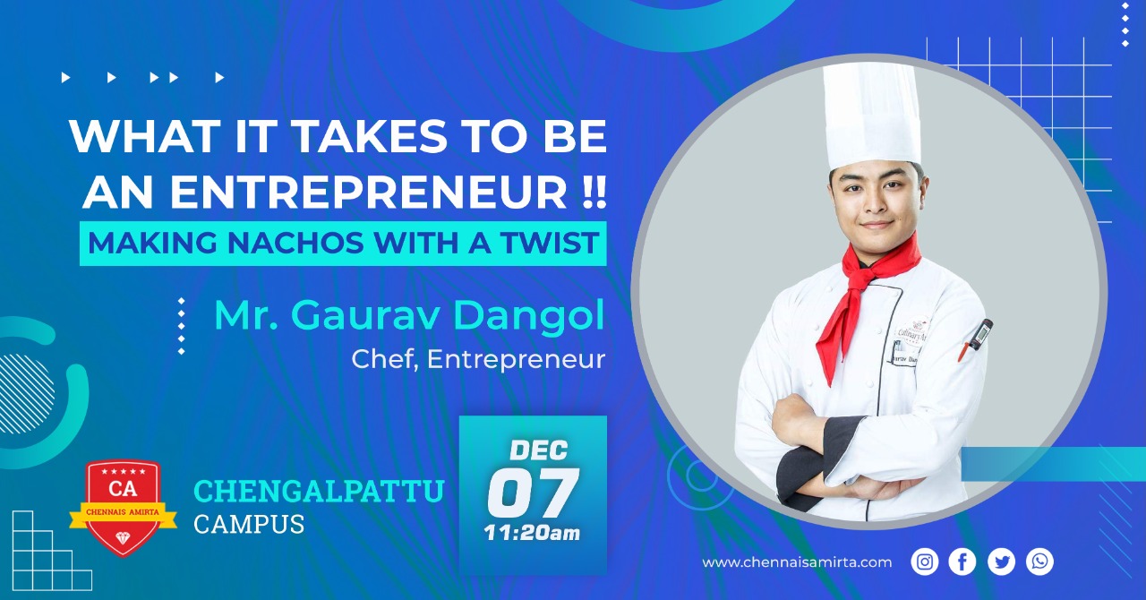 A Guest lecture on ” What it takes to be an Entrepreneur” at Chengalpattu Campus