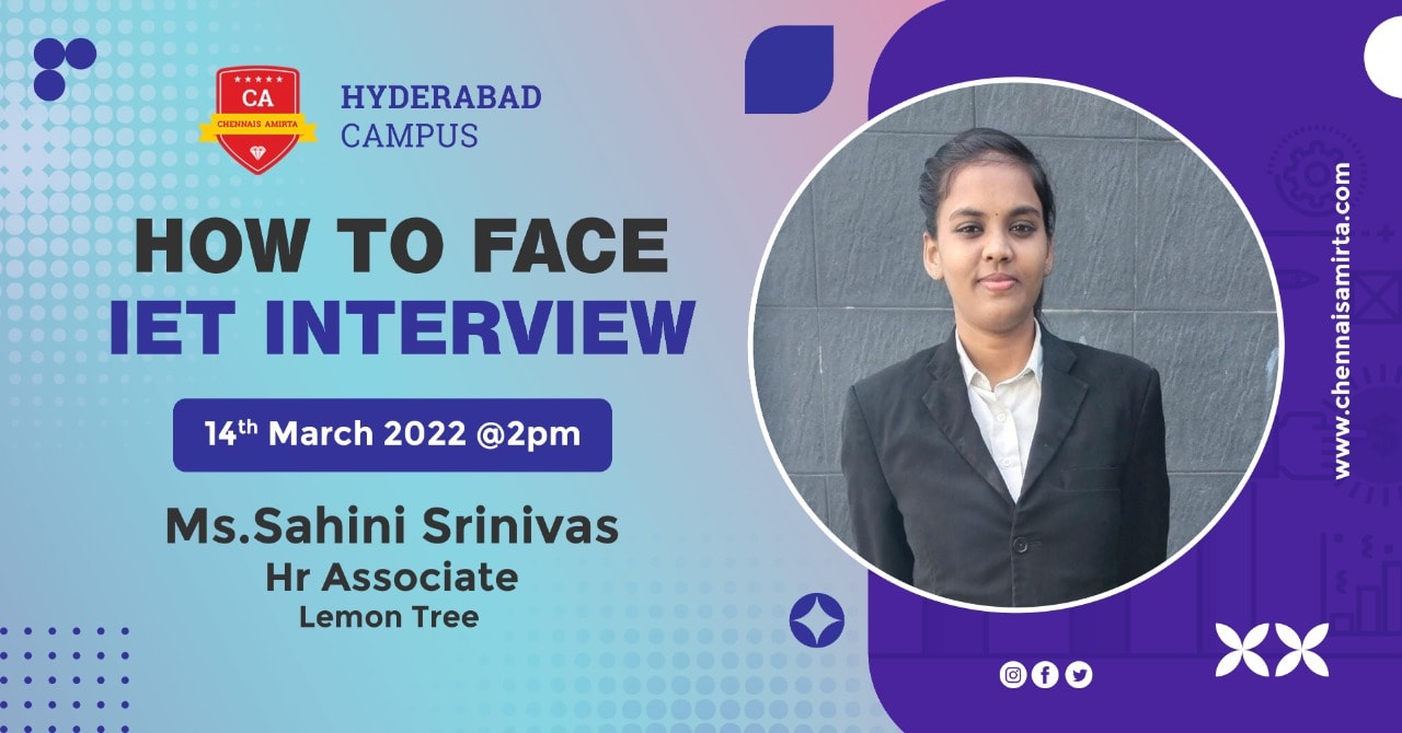 A Guest lecture on” How to face IET Interview” at Hyderabad Campus
