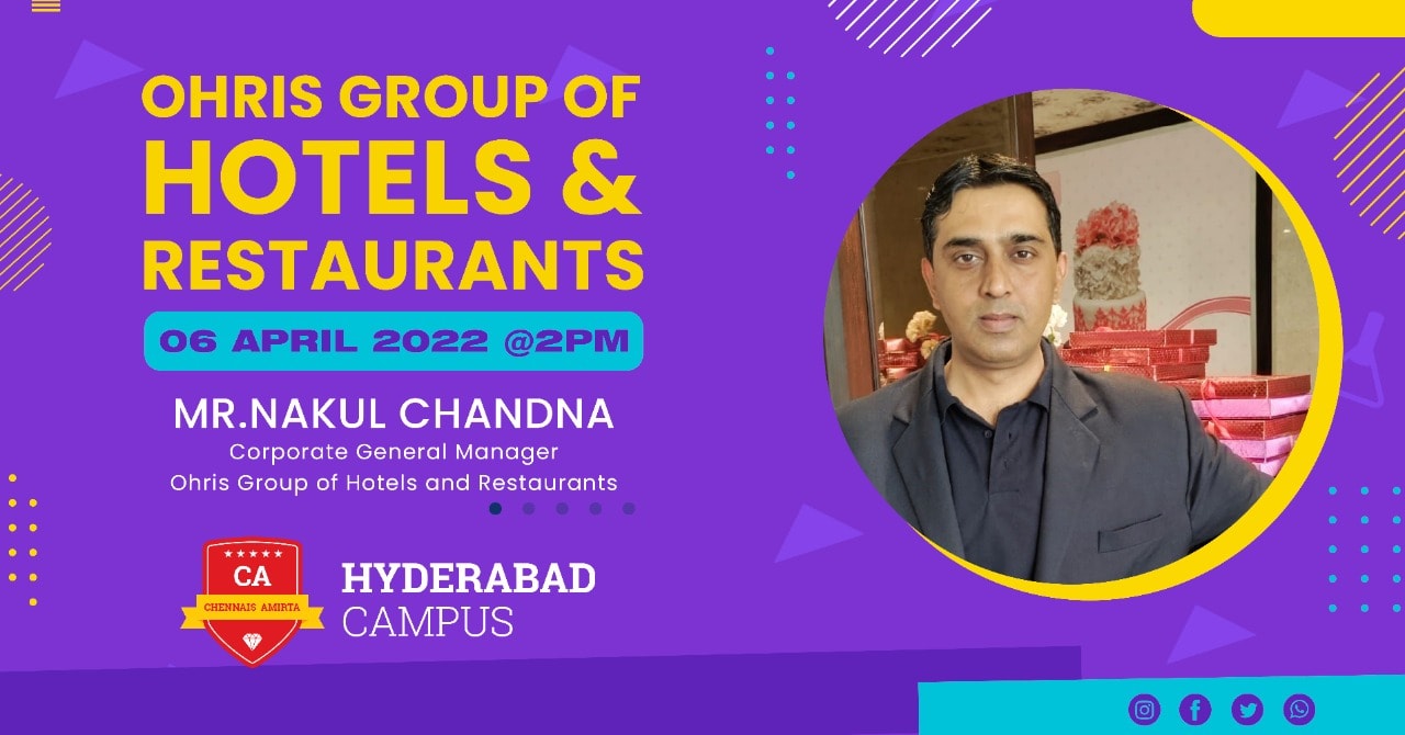 A Guest lecture on “OHRIS Group of Hotels & Restaurants” at Hyderabad Campus
