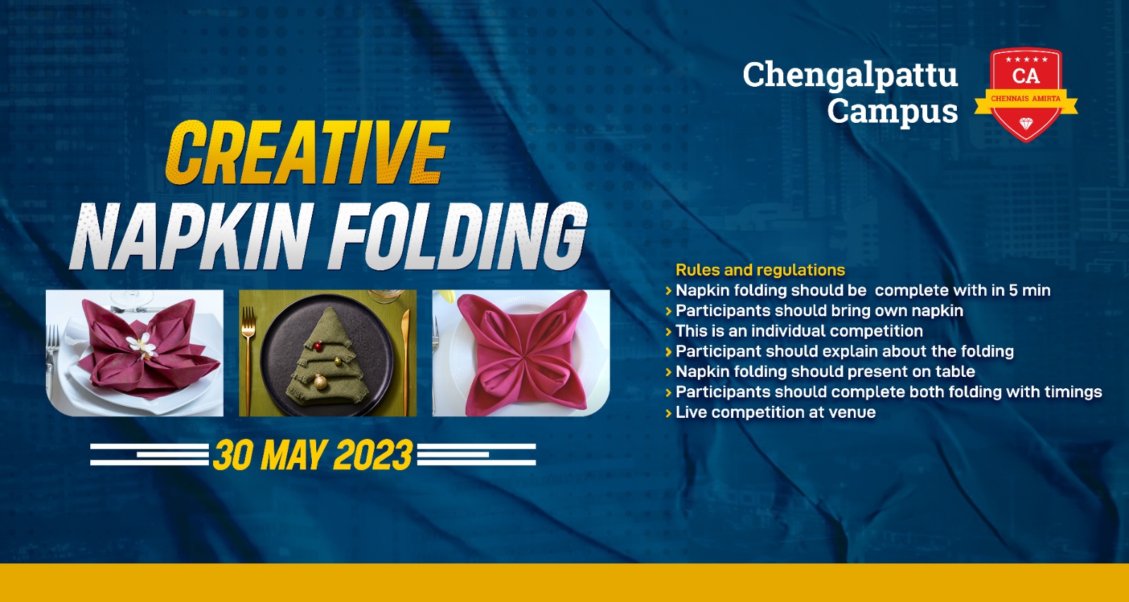 Creative Napkin Folding Competition at CAIIHM, Chengalpattu!