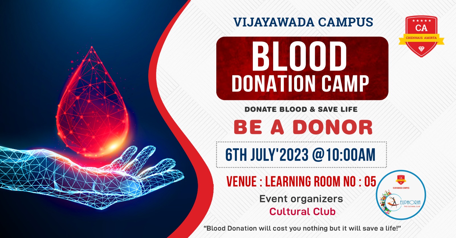 Blood Donation Camp at Chennais Amirta, Vijayawada!