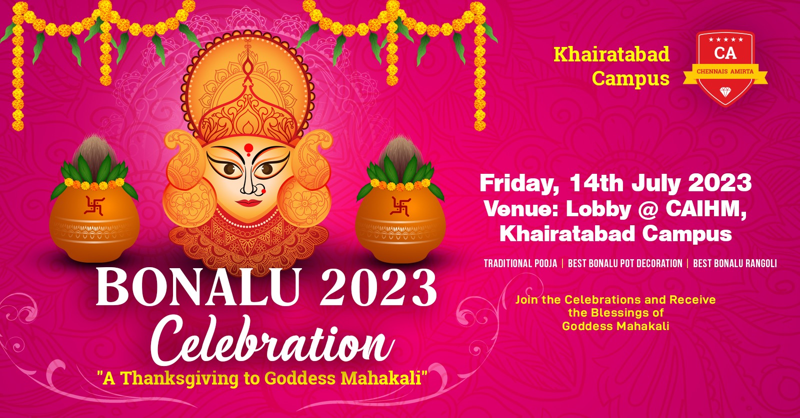 Bonalu Celebration at CAIIHM – Khairatabad Campus!