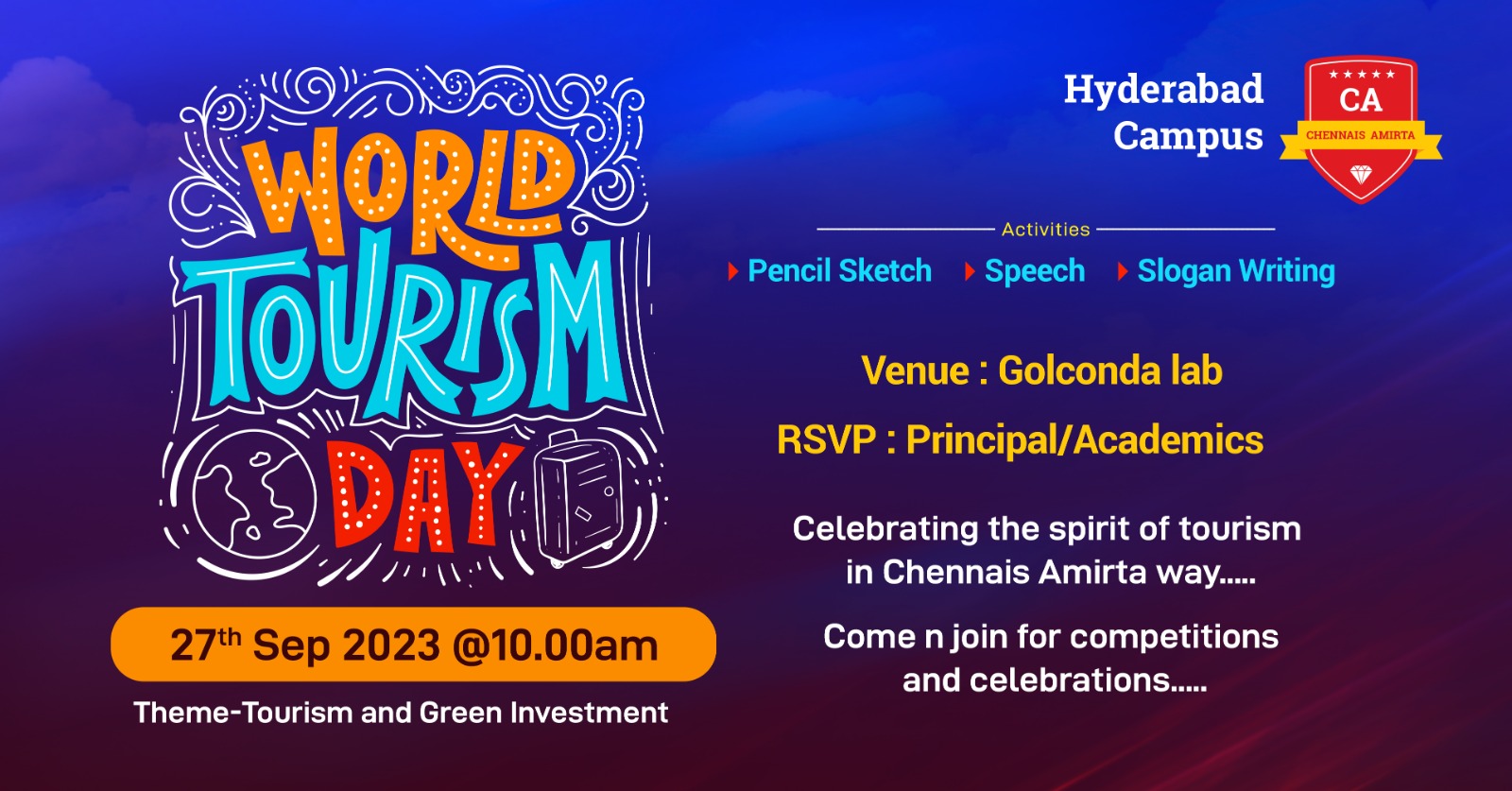 World Tourism Day Celebration at CAIIHM, Hyderabad!
